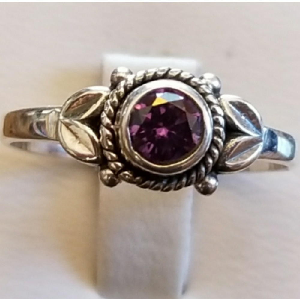Genuine 1ct Amethyst Minimalist band ring size 8 - Picture 1 of 4